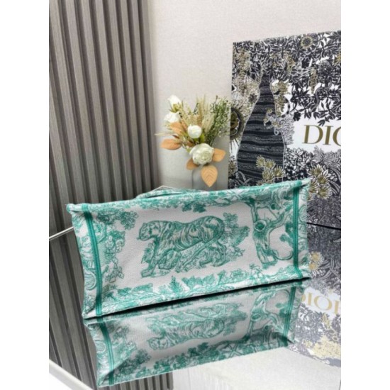 Fake Dior Medium Dioriviera Book Tote Aquamarina Toile de Jouy Embroidery Replica