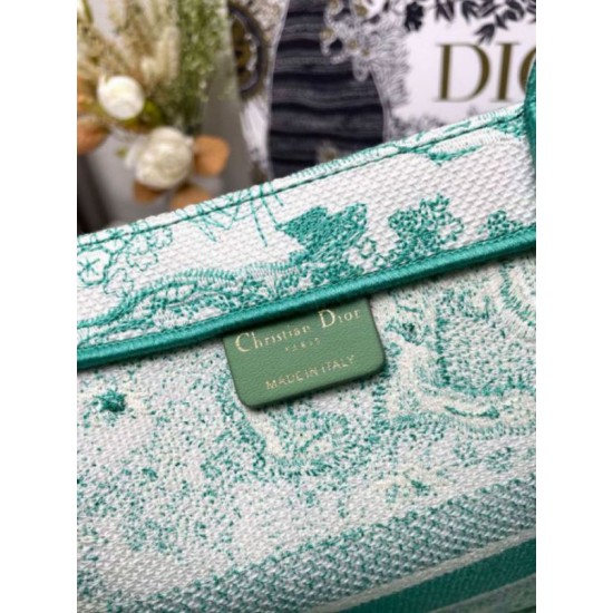 Fake Dior Medium Dioriviera Book Tote Aquamarina Toile de Jouy Embroidery Replica