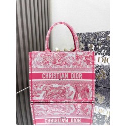 Replica Dior Medium Dioriviera Book Tote Pink Toile de Jouy Embroidery
