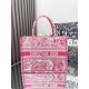 Replica Dior Medium Dioriviera Book Tote Pink Toile de Jouy Embroidery
