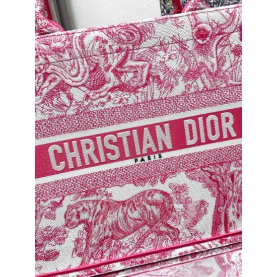 Replica Dior Medium Dioriviera Book Tote Pink Toile de Jouy Embroidery