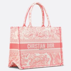 Replica Dior Medium Dioriviera Book Tote Pink Toile de Jouy Embroidery