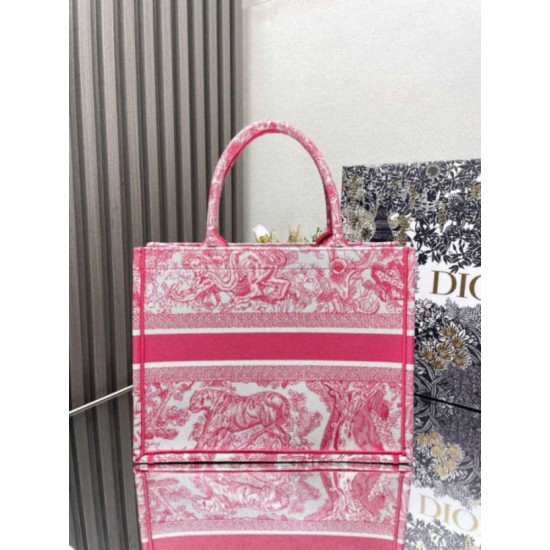 Replica Dior Medium Dioriviera Book Tote Pink Toile de Jouy Embroidery