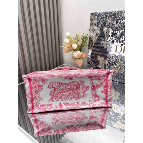 Replica Dior Medium Dioriviera Book Tote Pink Toile de Jouy Embroidery