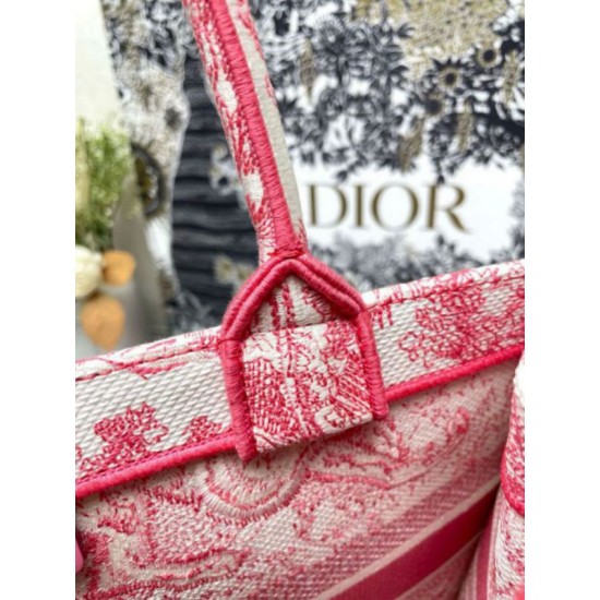 Replica Dior Medium Dioriviera Book Tote Pink Toile de Jouy Embroidery