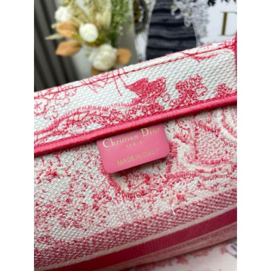 Replica Dior Medium Dioriviera Book Tote Pink Toile de Jouy Embroidery