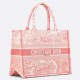 Replica Dior Medium Dioriviera Book Tote Pink Toile de Jouy Embroidery