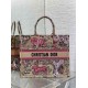 Replica Dior Large Dioriviera Book Tote Raffia with Pink Toile de Jouy Sauvage Embroidery