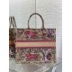 Replica Dior Large Dioriviera Book Tote Raffia with Pink Toile de Jouy Sauvage Embroidery
