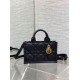 Fake Dior Mini Book Tote Bag with Strap Black Macrocannage Calfskin Replica