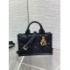 Fake Dior Mini Book Tote Bag with Strap Black Macrocannage Calfskin Replica