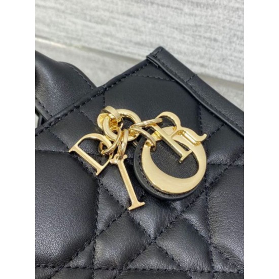 Fake Dior Mini Book Tote Bag with Strap Black Macrocannage Calfskin Replica