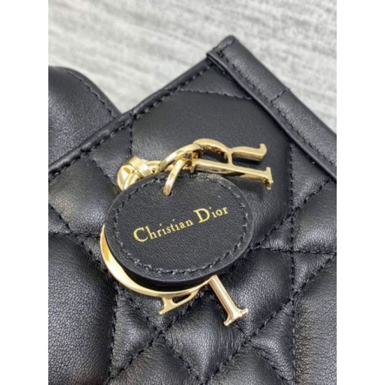Fake Dior Mini Book Tote Bag with Strap Black Macrocannage Calfskin Replica