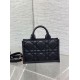 Fake Dior Mini Book Tote Bag with Strap Black Macrocannage Calfskin Replica