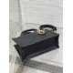 Fake Dior Mini Book Tote Bag with Strap Black Macrocannage Calfskin Replica