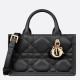 Fake Dior Mini Book Tote Bag with Strap Black Macrocannage Calfskin Replica