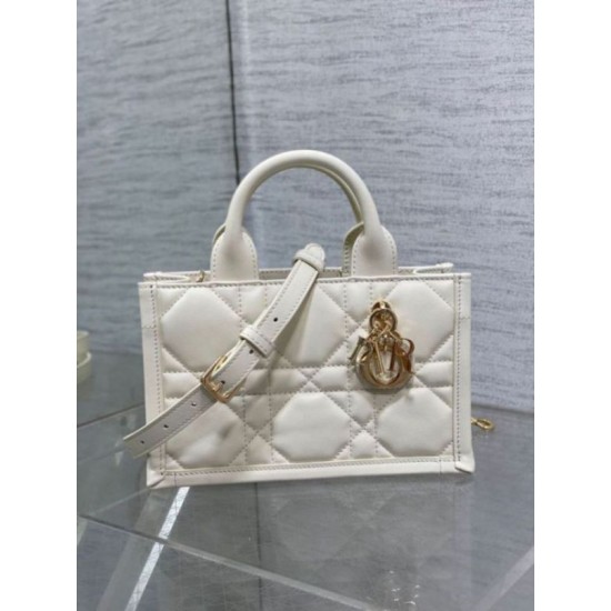 Replica Dior Mini Book Tote Bag with Strap White Macrocannage Calfskin