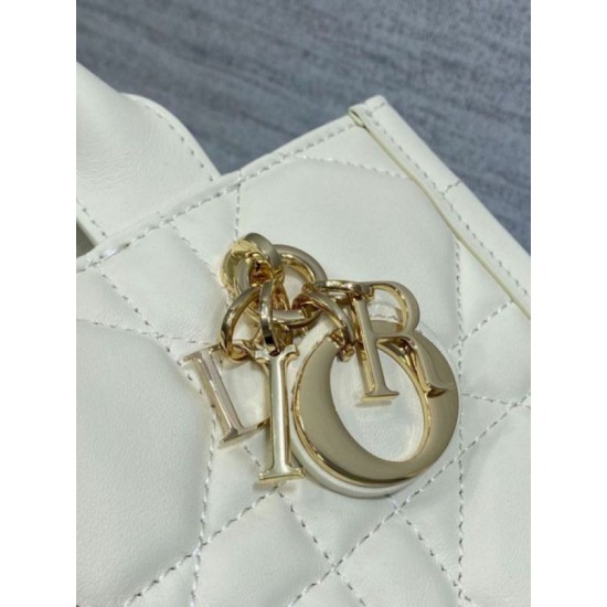 Replica Dior Mini Book Tote Bag with Strap White Macrocannage Calfskin