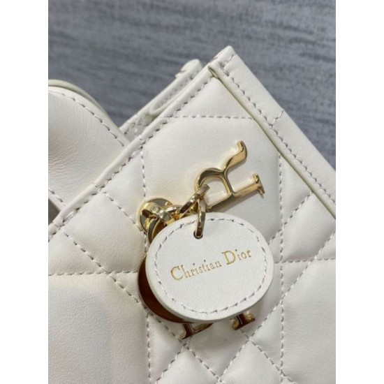 Replica Dior Mini Book Tote Bag with Strap White Macrocannage Calfskin