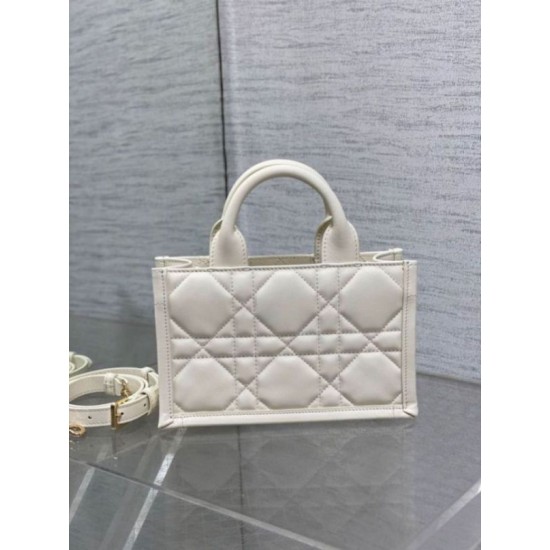 Replica Dior Mini Book Tote Bag with Strap White Macrocannage Calfskin