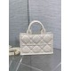 Replica Dior Mini Book Tote Bag with Strap White Macrocannage Calfskin