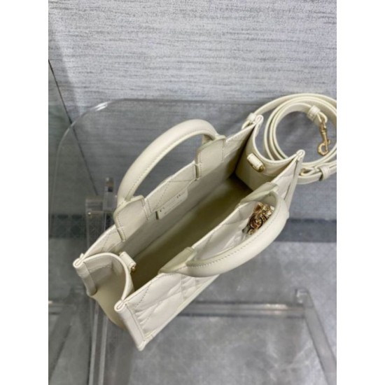 Replica Dior Mini Book Tote Bag with Strap White Macrocannage Calfskin