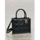 Fake Dior Small Book Tote Bag with Strap Black Macrocannage Calfskin Replica