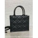 Fake Dior Small Book Tote Bag with Strap Black Macrocannage Calfskin Replica