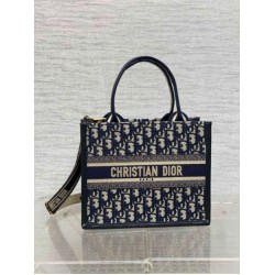 Replica Dior Small Book Tote Bag with Strap Blue Dior Oblique