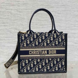 Replica Dior Small Book Tote Bag with Strap Blue Dior Oblique