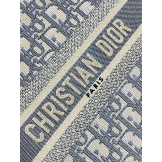 Fake Dior Small Book Tote Bag with Strap Grey Dior Oblique Replica