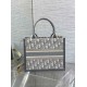 Fake Dior Small Book Tote Bag with Strap Grey Dior Oblique Replica