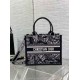 Replica Dior Small Book Tote Bag with Strap Plan de Paris Embroidery and Black Calfskin
