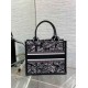Replica Dior Small Book Tote Bag with Strap Plan de Paris Embroidery and Black Calfskin