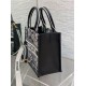 Replica Dior Small Book Tote Bag with Strap Plan de Paris Embroidery and Black Calfskin