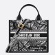 Replica Dior Small Book Tote Bag with Strap Plan de Paris Embroidery and Black Calfskin
