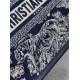 Fake Dior Small Book Tote Bag with Strap Toile de Jouy Reverse Embroidery and Blue Calfskin Replica