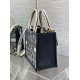 Fake Dior Small Book Tote Bag with Strap Toile de Jouy Reverse Embroidery and Blue Calfskin Replica