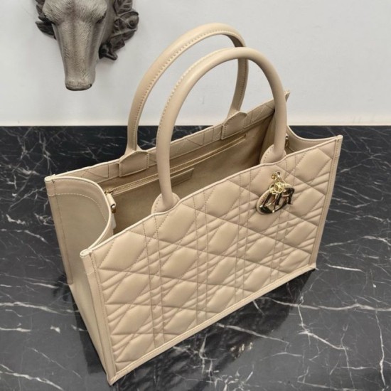 Replica Dior Medium Book Tote Bag with Strap Beige Macrocannage Calfskin Fake Dior Medium Book Tote Bag with Strap Beige Macrocannage Calfskin Replica