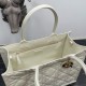 Replica Dior Medium Book Tote Bag with Strap White Macrocannage Calfskin
