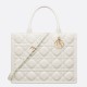 Replica Dior Medium Book Tote Bag with Strap White Macrocannage Calfskin