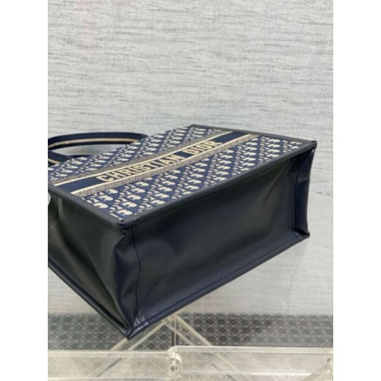 Replica Dior Medium Book Tote Bag with Strap Blue Dior Oblique