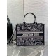 Replica Dior Medium Book Tote Bag with Strap Plan de Paris Embroidery and Black Calfskin