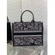 Replica Dior Medium Book Tote Bag with Strap Plan de Paris Embroidery and Black Calfskin