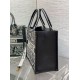 Replica Dior Medium Book Tote Bag with Strap Plan de Paris Embroidery and Black Calfskin