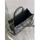 Replica Dior Medium Book Tote Bag with Strap Plan de Paris Embroidery and Black Calfskin