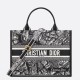 Replica Dior Medium Book Tote Bag with Strap Plan de Paris Embroidery and Black Calfskin