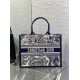 Replica Dior Medium Book Tote Bag with Strap Blue Toile de Jouy Sauvage Embroidery