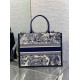 Replica Dior Medium Book Tote Bag with Strap Blue Toile de Jouy Sauvage Embroidery