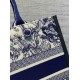 Replica Dior Medium Book Tote Bag with Strap Blue Toile de Jouy Sauvage Embroidery